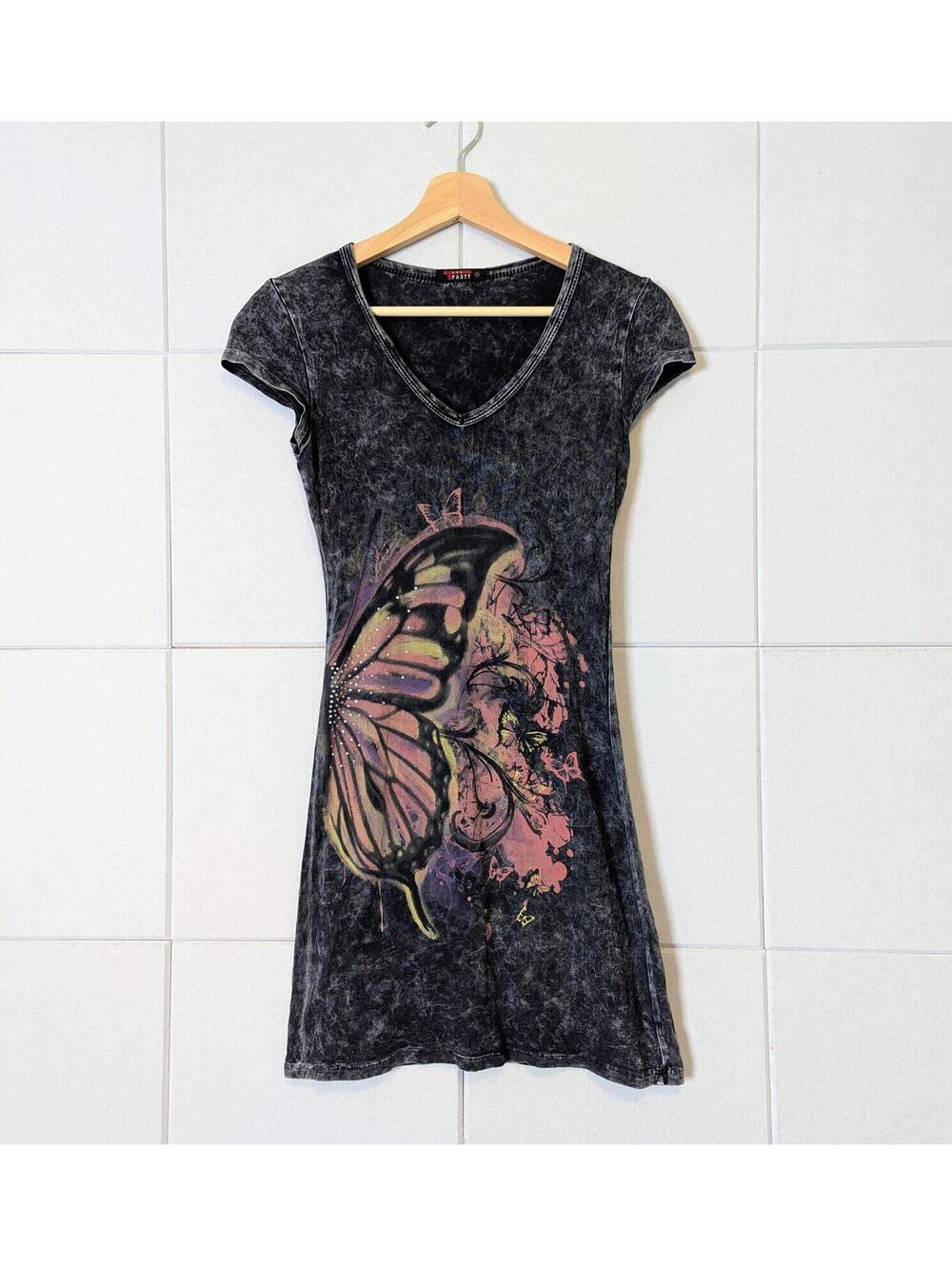 Vintage y2k grunge fairy butterfly mini dress